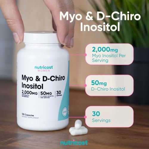 Nutricost Myo-Inositol & D-Chiro-Inositol für Frauen 2000mg, 120 Kapseln, 2000mg Myo & 50mg D-Chiro pro Portion, 30 Portionen, Vegetarierfreundlich, Non-GMO & Glutenfrei