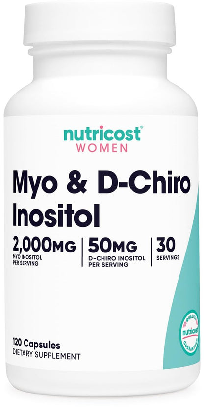 Nutricost Myo-Inositol & D-Chiro-Inositol für Frauen 2000mg, 120 Kapseln, 2000mg Myo & 50mg D-Chiro pro Portion, 30 Portionen, Vegetarierfreundlich, Non-GMO & Glutenfrei