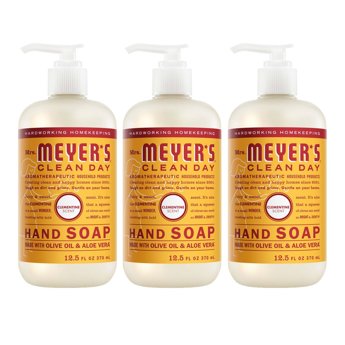MRS. MEYER'S CLEAN DAY Hand Seife, Clementine Duft, 12,5 Fl Oz Flasche - 3er Pack