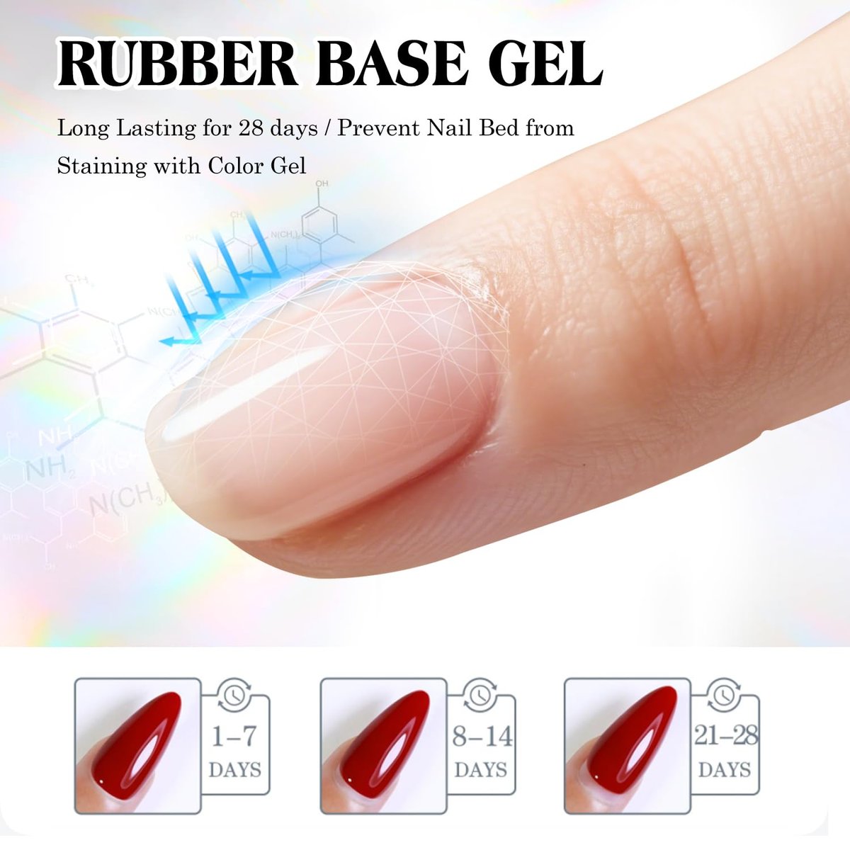 OXXI Professional Rubber Base Gel & No Wipe Top Coat Set 2x15ml – Selbstnivellierender Nagelbasislack und hochglänzender, kratzfester Überlack im Geschenkset