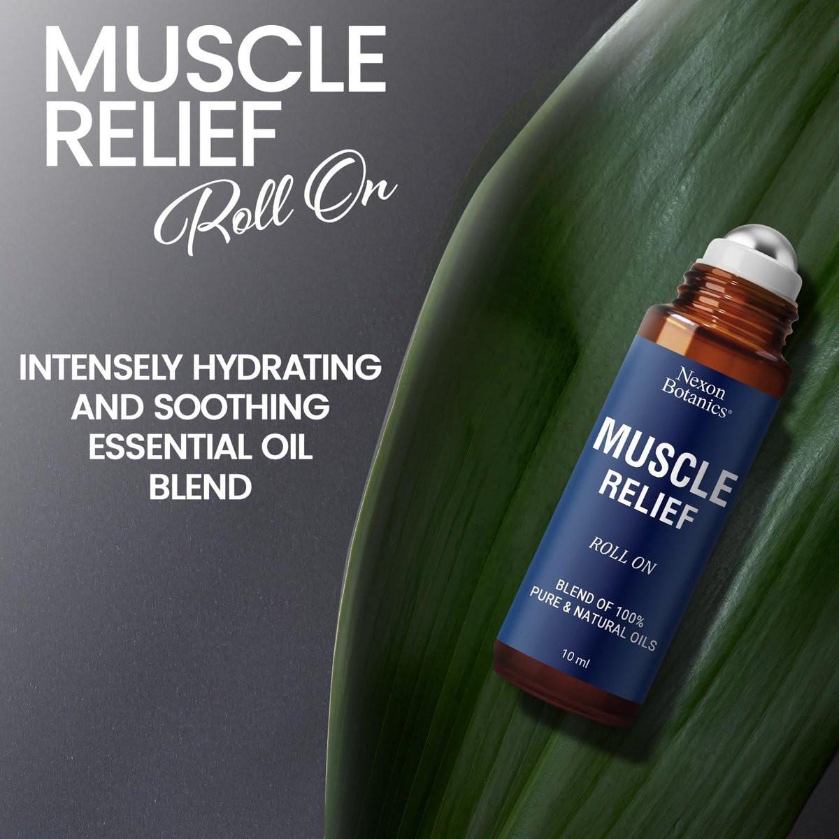 Nexon Botanics Muskelschmerz-Roll-On 10 ml – Reine & natürliche, vorgemischte Mischung für verspannte Muskeln, Schmerzen & Erholung – Praktischer Roller für Sportler & aktive Lebensstile