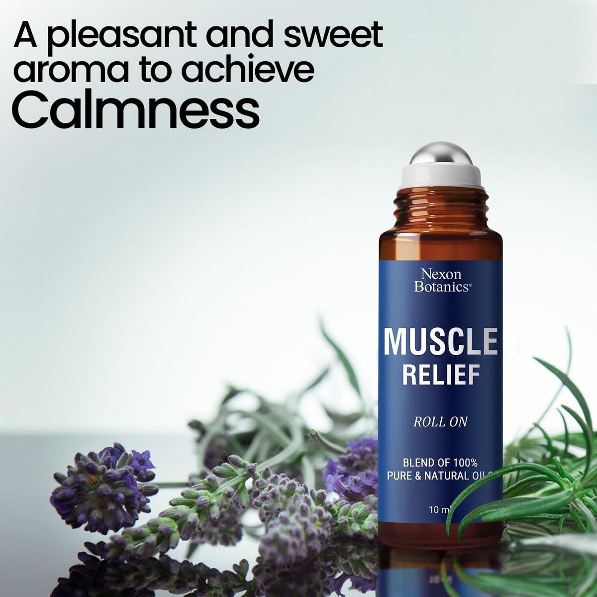 Nexon Botanics Muskelschmerz-Roll-On 10 ml – Reine & natürliche, vorgemischte Mischung für verspannte Muskeln, Schmerzen & Erholung – Praktischer Roller für Sportler & aktive Lebensstile