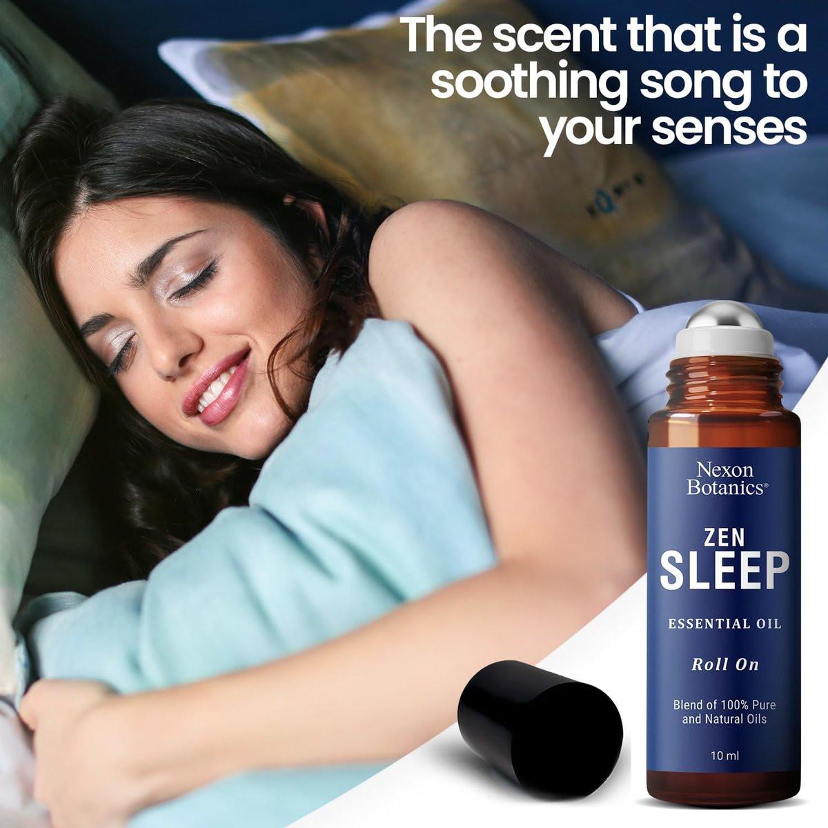Zen Sleep Essential Oil Roll-On 10 ml - Beruhigende Mischung für Gelassenheit & Tiefschlaf mit Lavendel, Rosmarin - Einfach anzuwendender Roller - Nexon Botanics