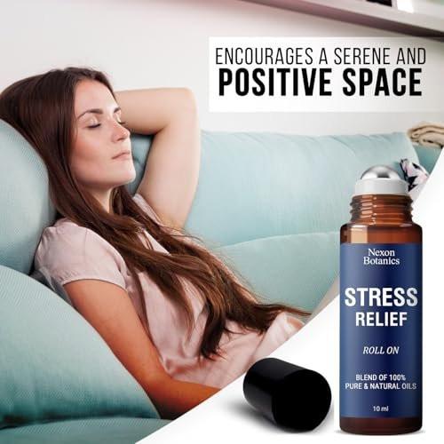 Nexon Botanics Stress Relief Essential Oil Roll-On 10 ml – Beruhigende Mischung mit Lavendel, Geranie & Weihrauch für Aromatherapie