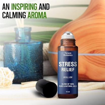 Nexon Botanics Stress Relief Essential Oil Roll-On 10 ml – Beruhigende Mischung mit Lavendel, Geranie & Weihrauch für Aromatherapie