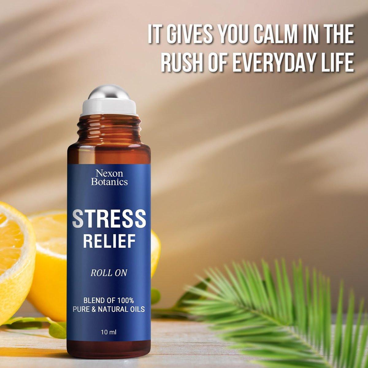 Nexon Botanics Stress Relief Essential Oil Roll-On 10 ml – Beruhigende Mischung mit Lavendel, Geranie & Weihrauch für Aromatherapie