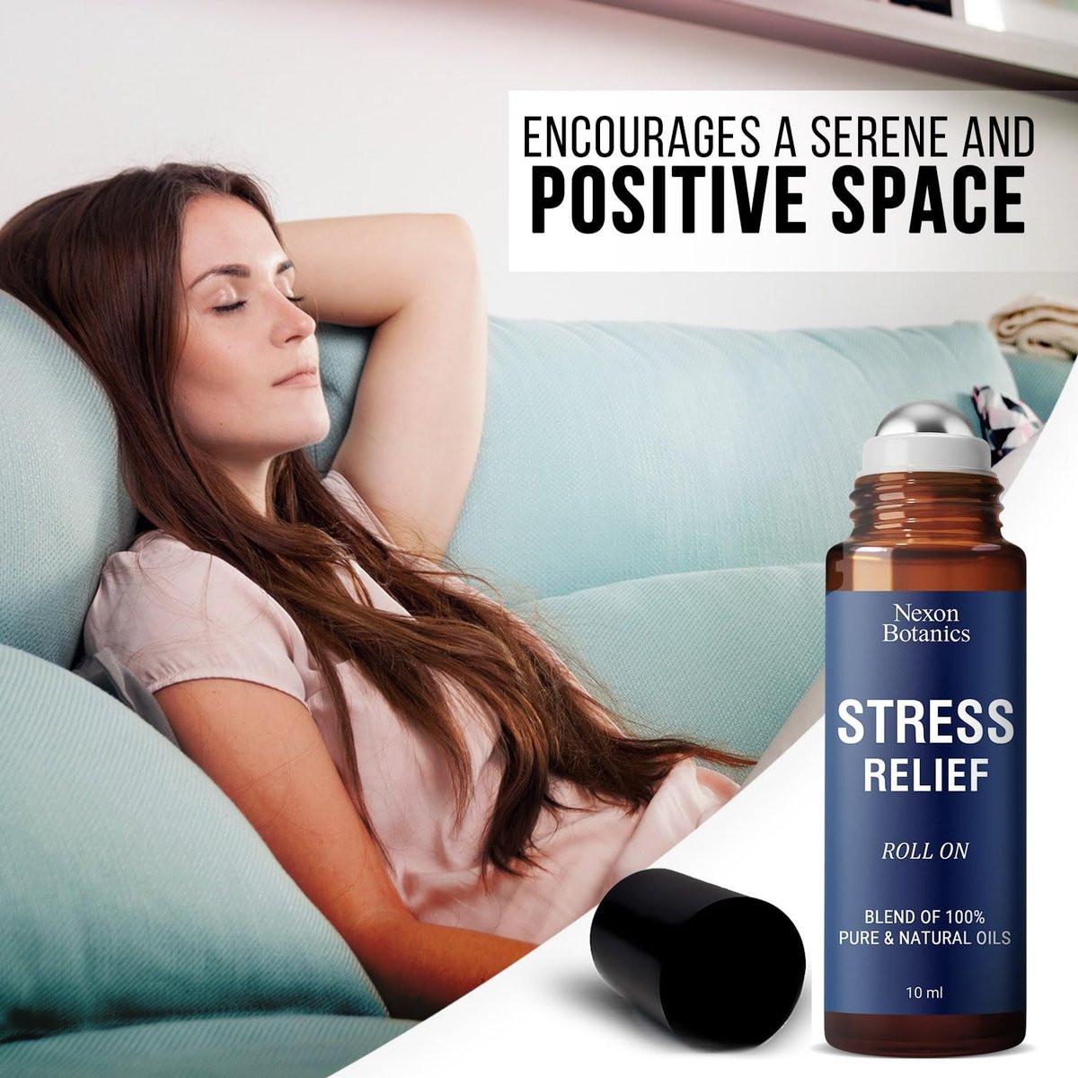 Nexon Botanics Stress Relief Essential Oil Roll-On 10 ml – Beruhigende Mischung mit Lavendel, Geranie & Weihrauch für Aromatherapie