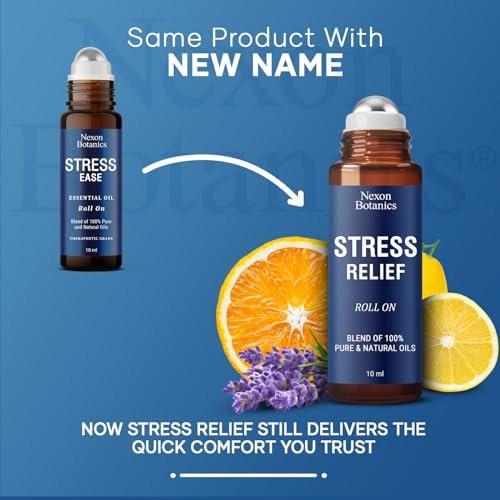 Nexon Botanics Stress Relief Essential Oil Roll-On 10 ml – Beruhigende Mischung mit Lavendel, Geranie & Weihrauch für Aromatherapie