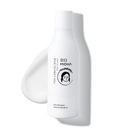 MIDHA Reismilch Lotion, 200 ml – Intensive Feuchtigkeit, Beruhigende Pflege, Leichte Textur für Geschmeidige Haut und Strahlenden Teint