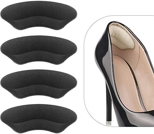 Fersenpolster Einlegesohlen für zu große Schuhe – 4 Paar (Schwarz) – Rutschfeste Fersenkissen gegen Blasen und Druckstellen