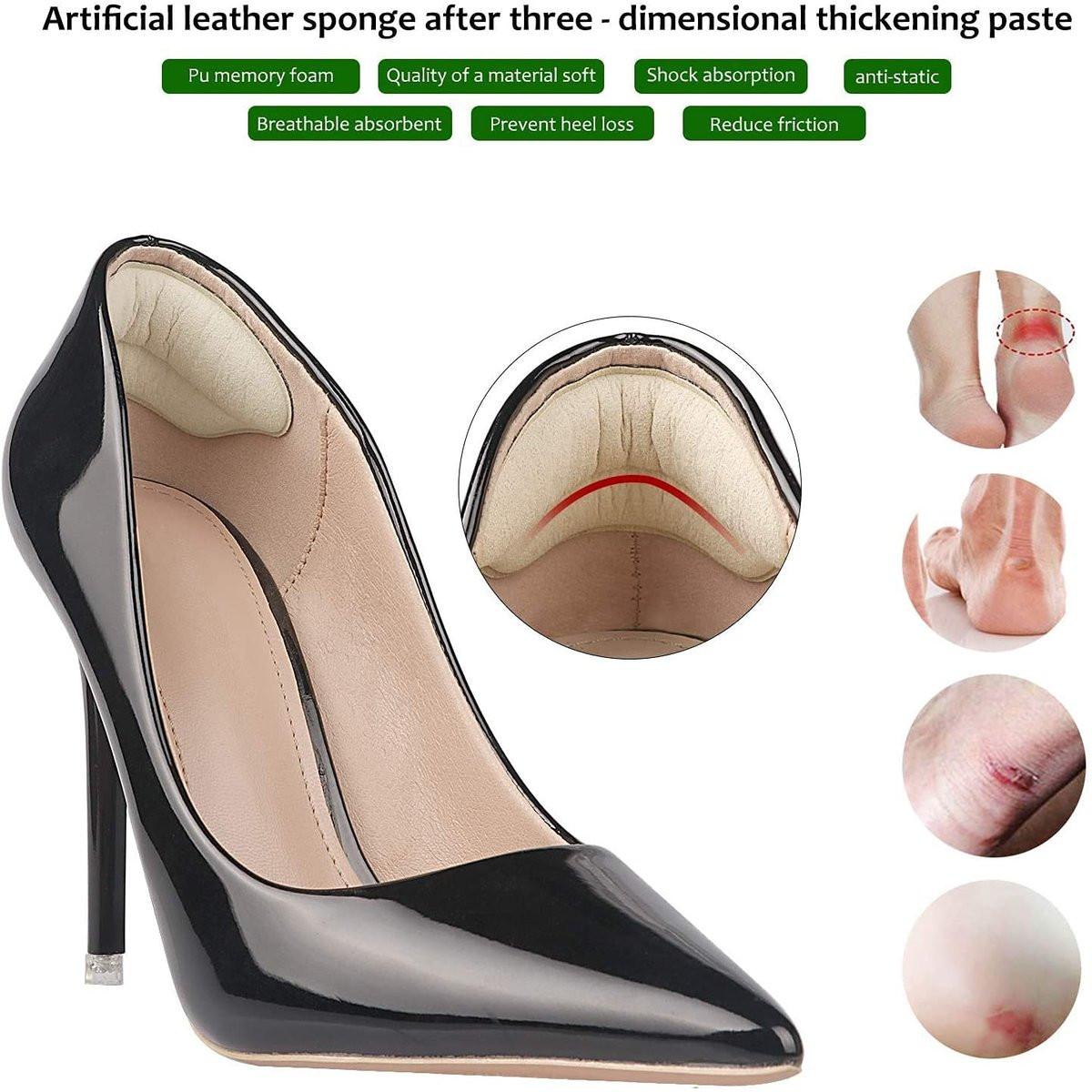 Fersenpolster Einlegesohlen für zu große Schuhe – 4 Paar, rutschfeste Fersenkissen gegen Blasen, verbesserte Passform (Pale Apricot)