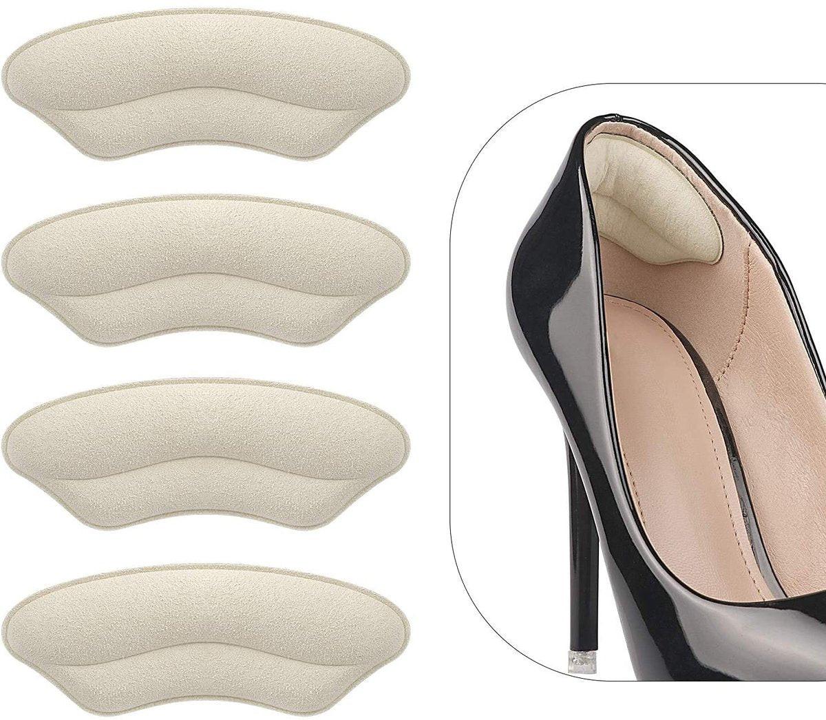 Fersenpolster Einlegesohlen für zu große Schuhe – 4 Paar, rutschfeste Fersenkissen gegen Blasen, verbesserte Passform (Pale Apricot)