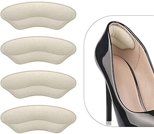 Fersenpolster Einlegesohlen für zu große Schuhe – 4 Paar, rutschfeste Fersenkissen gegen Blasen, verbesserte Passform (Pale Apricot)