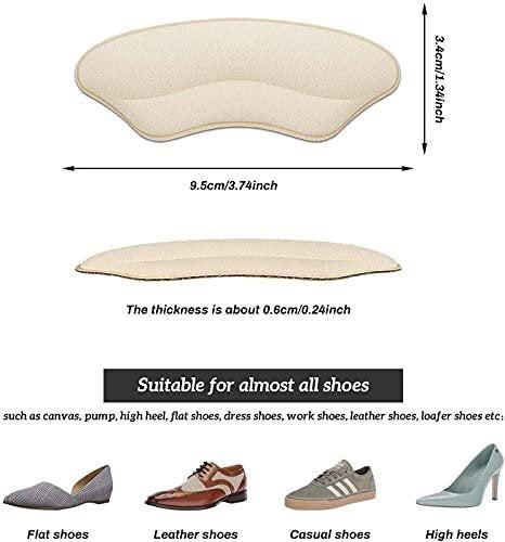Fersenpolster Einlegesohlen für zu große Schuhe – 4 Paar, rutschfeste Fersenkissen gegen Blasen, verbesserte Passform (Pale Apricot)