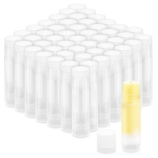 50 Stück 5,5g Drehbare Lippenbalsam-Tuben, Leere Plastik-Lippenglanz-Behälter, Drehbare Deo-Behälter für DIY-Herstellung von Lippenstiften, Lippenbalsam und festem Parfüm, Transparent