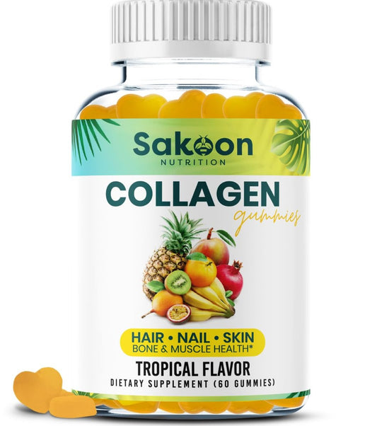 Sakoon Nutrition Halal Kollagen-Gummis für Frauen und Männer - Anti-Aging, Haarwachstum, Hautpflege & starke Nägel - Nicht-GVO, glutenfrei - Hergestellt in den USA