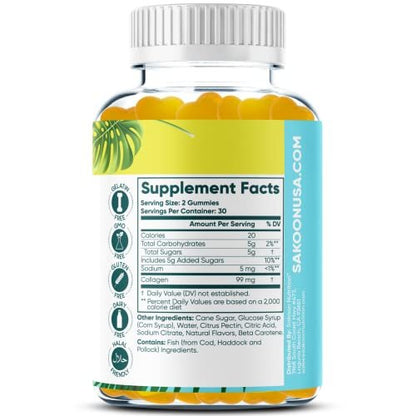 Sakoon Nutrition Halal Kollagen-Gummis für Frauen und Männer - Anti-Aging, Haarwachstum, Hautpflege & starke Nägel - Nicht-GVO, glutenfrei - Hergestellt in den USA