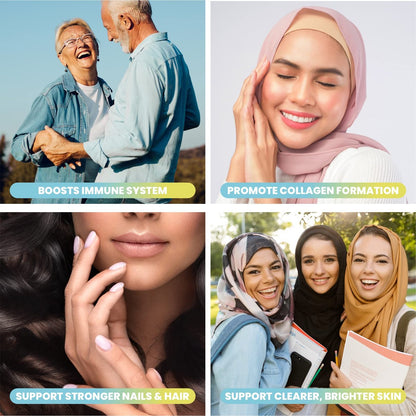 Sakoon Nutrition Halal Kollagen-Gummis für Frauen und Männer - Anti-Aging, Haarwachstum, Hautpflege & starke Nägel - Nicht-GVO, glutenfrei - Hergestellt in den USA