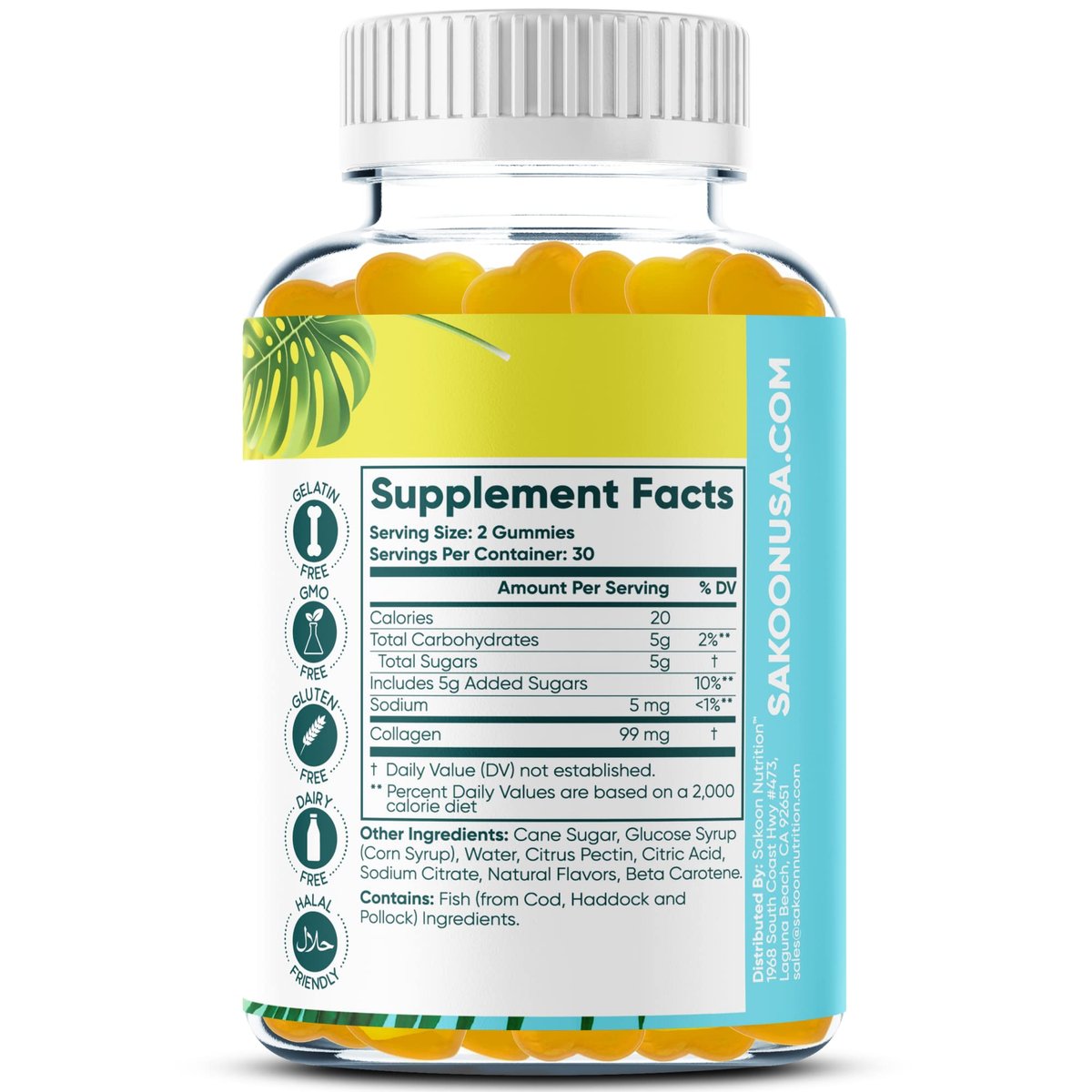 Sakoon Nutrition Halal Kollagen-Gummis für Frauen und Männer - Anti-Aging, Haarwachstum, Hautpflege & starke Nägel - Nicht-GVO, glutenfrei - Hergestellt in den USA
