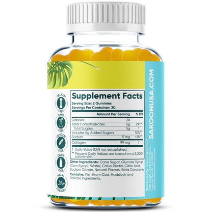 Sakoon Nutrition Halal Kollagen-Gummis für Frauen und Männer - Anti-Aging, Haarwachstum, Hautpflege & starke Nägel - Nicht-GVO, glutenfrei - Hergestellt in den USA