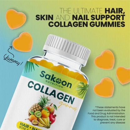 Sakoon Nutrition Halal Kollagen-Gummis für Frauen und Männer - Anti-Aging, Haarwachstum, Hautpflege & starke Nägel - Nicht-GVO, glutenfrei - Hergestellt in den USA
