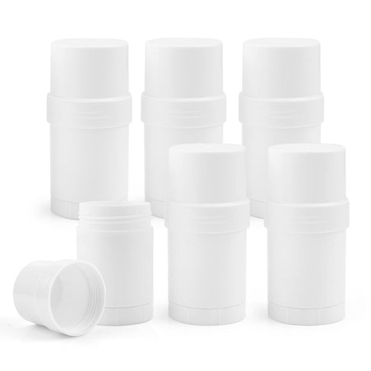 6 Stück 30 ml Leere Deodorant-Behälter, Drehstab-Tuben, Rund, Weiß, für Fersenbalsam, Lotion, Lippenstift, selbstgemachte Lippenpflege