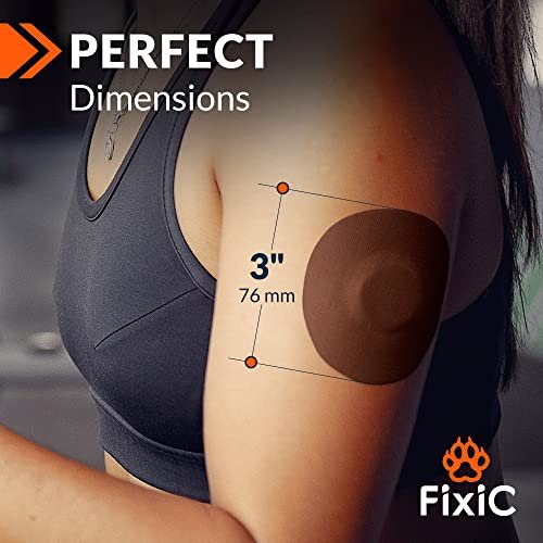 Fixic Freestyle Klebepflaster 25 Stück – Passend für Libre 1, 2, 3 & Plus – Enlite – Guardian – Kein Kleber in der Mitte – Vorgeschnittene Rückseite – Langzeitfixierung für Ihren Sensor! (Kaffee)
