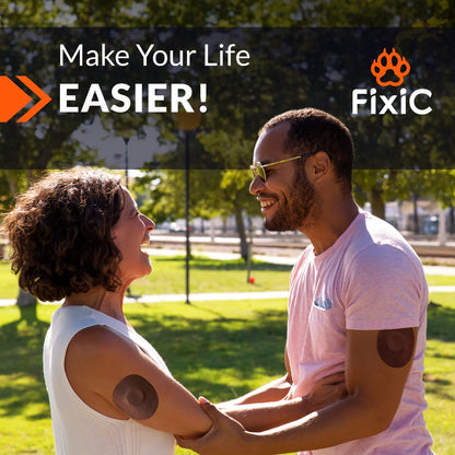 Fixic Freestyle Klebepflaster 25 Stück – Passend für Libre 1, 2, 3 & Plus – Enlite – Guardian – Kein Kleber in der Mitte – Vorgeschnittene Rückseite – Langzeitfixierung für Ihren Sensor! (Kaffee)