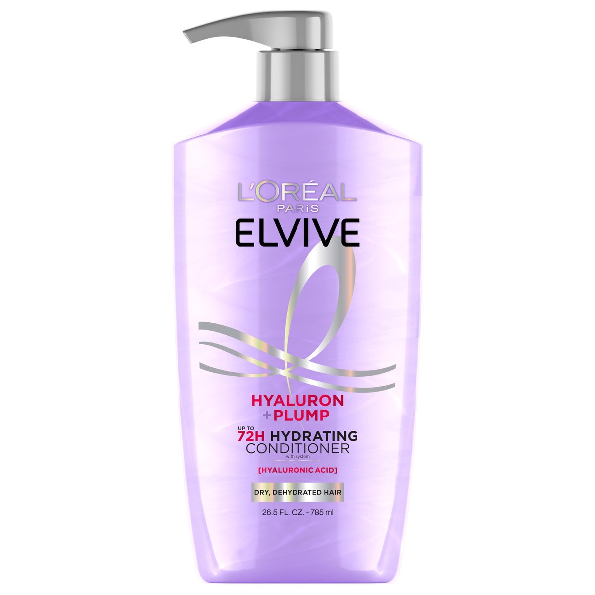 L'Oréal Paris Elvive Hyaluron Plump Feuchtigkeitsspendender Conditioner für dehydriertes, trockenes Haar mit Hyaluronsäure-Komplex, parabenfrei, 26,5 Fl Oz