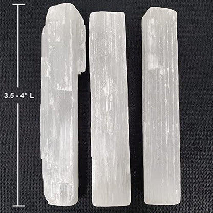 New Age Imports, Inc.® – Premium Selenit-Stäbe 4 Zoll – 3er-Pack für Wicca, Reiki, Heilung, Metaphysik, Chakra, positive Energie, Meditation, Schutz, Dekoration oder Geschenk