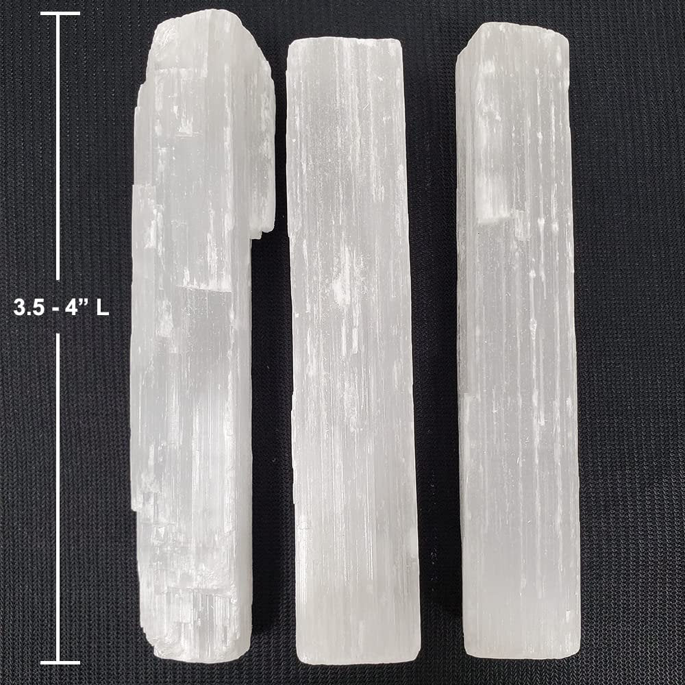 New Age Imports, Inc.® – Premium Selenit-Stäbe 4 Zoll – 3er-Pack für Wicca, Reiki, Heilung, Metaphysik, Chakra, positive Energie, Meditation, Schutz, Dekoration oder Geschenk