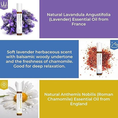 Benatu Ätherisches Öl Roll-On Set (Traum, Lavendel, Kamille) - Aromatherapie-Roller für Massage, Körperpflege, Zuhause - Natürlicher Duft Geschenk für Frauen und Männer