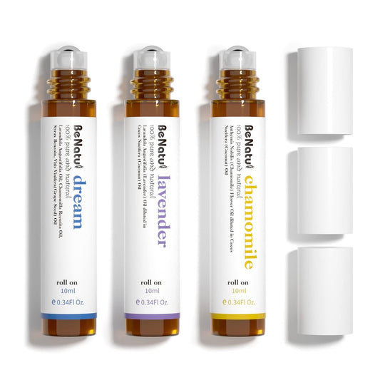 Benatu Ätherisches Öl Roll-On Set (Traum, Lavendel, Kamille) - Aromatherapie-Roller für Massage, Körperpflege, Zuhause - Natürlicher Duft Geschenk für Frauen und Männer