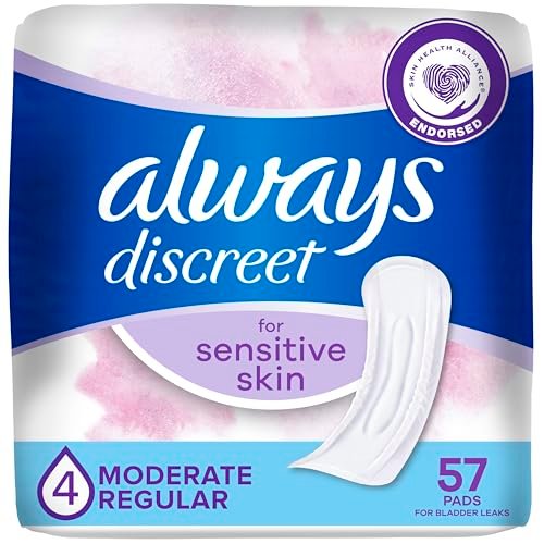 Always Discreet Inkontinenz-Einlagen für Frauen mit Blasenschwäche, Sensitive Pads, Mittlere Saugfähigkeit, Normale Länge, 57 Stück