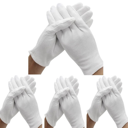 24 Stück (12 Paar) Weiße Baumwollhandschuhe für trockene Hände Feuchtigkeitspflege, Kosmetik, Ekzem, Hand-Spa, Münz- und Schmuckinspektion, Prüfen und Servieren – dehnbares Futter