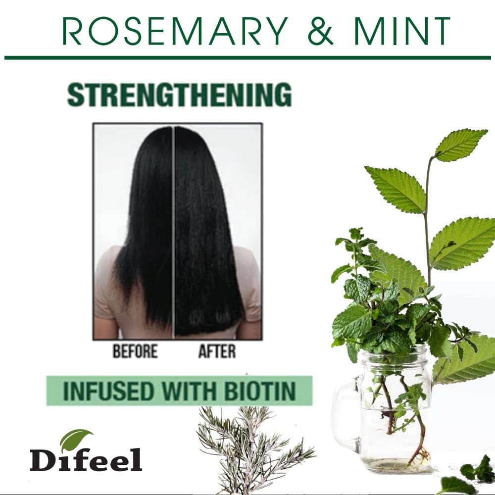 Difeel Rosmarin & Minze Stärkende Haarmaske mit natürlichem Rosmarinöl und Biotin, 12 oz.