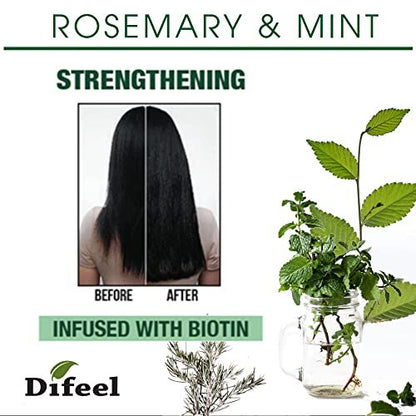 Difeel Rosmarin & Minze Stärkende Haarmaske mit natürlichem Rosmarinöl und Biotin, 12 oz.