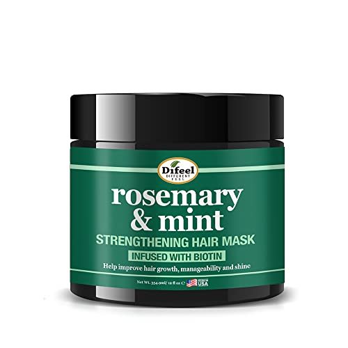 Difeel Rosmarin & Minze Stärkende Haarmaske mit natürlichem Rosmarinöl und Biotin, 12 oz.