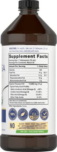 Carlyle Omega 3 6 9 | 16 fl oz | Kaltgepresst | Bio-zertifiziertes, veganes Nahrungsergänzungsmittel | Vegetarisch, Nicht-GVO, Glutenfrei und Lösungsmittelfrei
