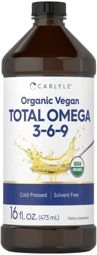 Carlyle Omega 3 6 9 | 16 fl oz | Kaltgepresst | Bio-zertifiziertes, veganes Nahrungsergänzungsmittel | Vegetarisch, Nicht-GVO, Glutenfrei und Lösungsmittelfrei