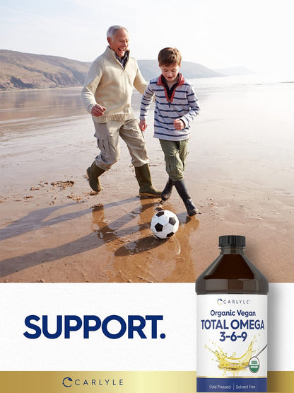 Carlyle Omega 3 6 9 | 16 fl oz | Kaltgepresst | Bio-zertifiziertes, veganes Nahrungsergänzungsmittel | Vegetarisch, Nicht-GVO, Glutenfrei und Lösungsmittelfrei