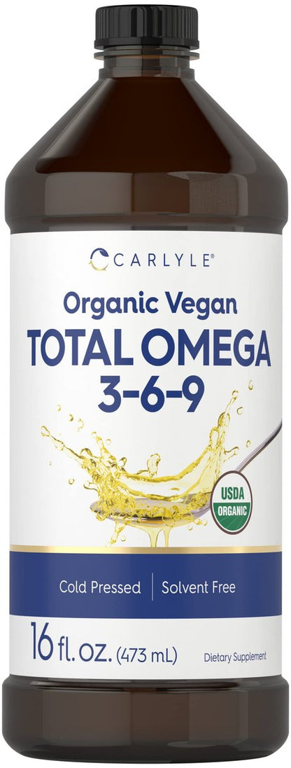 Carlyle Omega 3 6 9 | 16 fl oz | Kaltgepresst | Bio-zertifiziertes, veganes Nahrungsergänzungsmittel | Vegetarisch, Nicht-GVO, Glutenfrei und Lösungsmittelfrei