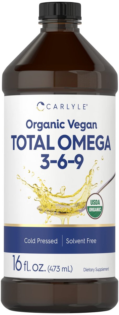 Carlyle Omega 3 6 9 | 16 fl oz | Kaltgepresst | Bio-zertifiziertes, veganes Nahrungsergänzungsmittel | Vegetarisch, Nicht-GVO, Glutenfrei und Lösungsmittelfrei