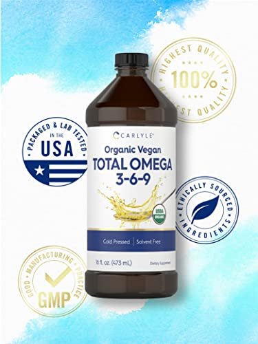 Carlyle Omega 3 6 9 | 16 fl oz | Kaltgepresst | Bio-zertifiziertes, veganes Nahrungsergänzungsmittel | Vegetarisch, Nicht-GVO, Glutenfrei und Lösungsmittelfrei