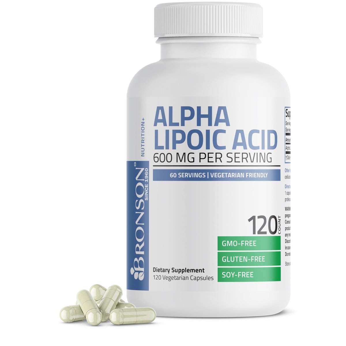 Bronson Alpha-Liponsäure 600 mg – Freie Radikale Fänger, unterstützt die antioxidative Gesundheit – Non-GMO, 120 Kapseln (60 Portionen)