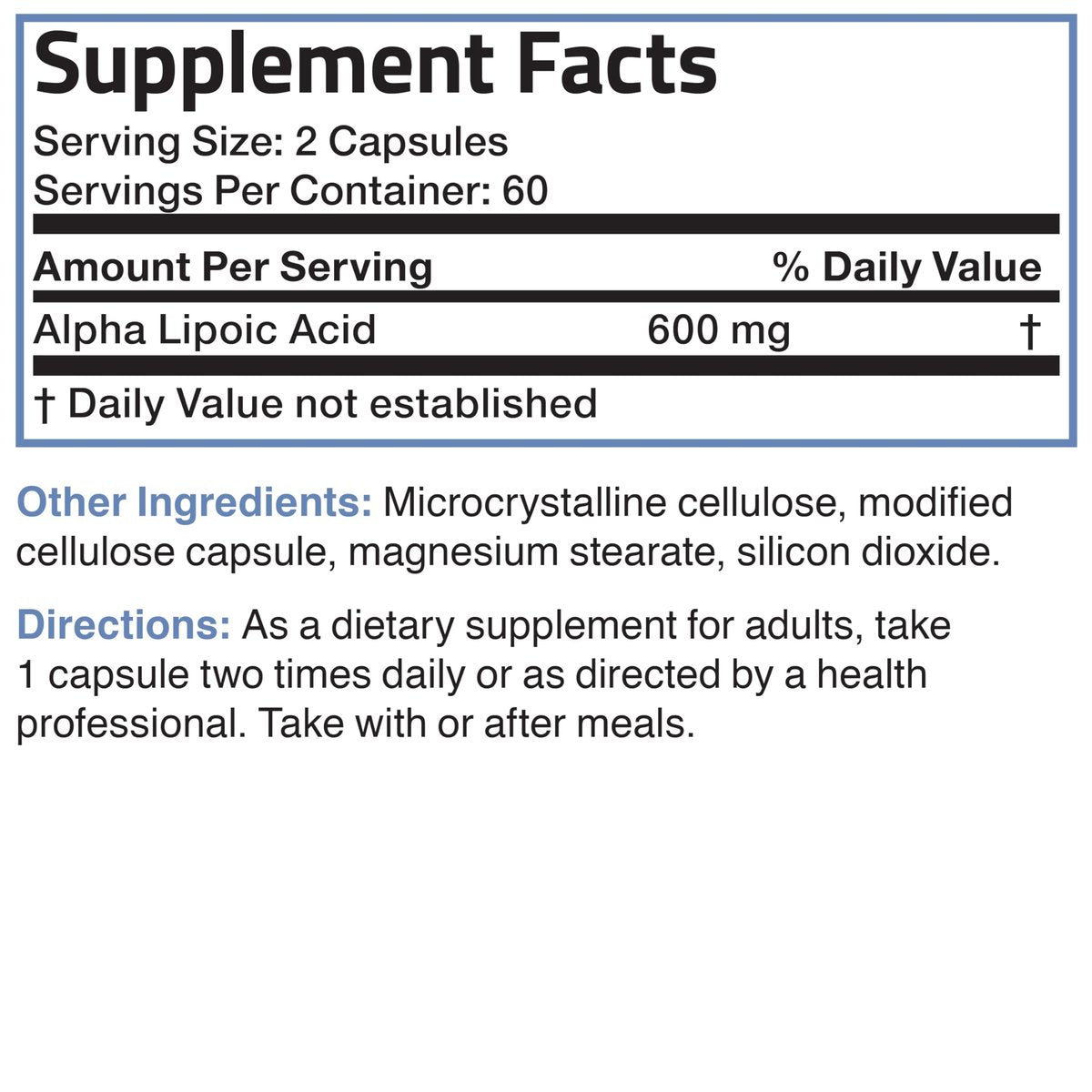 Bronson Alpha-Liponsäure 600 mg – Freie Radikale Fänger, unterstützt die antioxidative Gesundheit – Non-GMO, 120 Kapseln (60 Portionen)