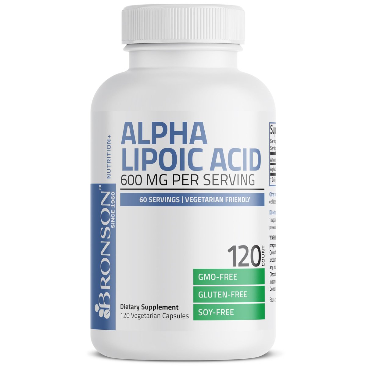 Bronson Alpha-Liponsäure 600 mg – Freie Radikale Fänger, unterstützt die antioxidative Gesundheit – Non-GMO, 120 Kapseln (60 Portionen)