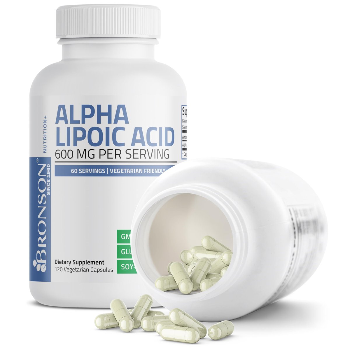 Bronson Alpha-Liponsäure 600 mg – Freie Radikale Fänger, unterstützt die antioxidative Gesundheit – Non-GMO, 120 Kapseln (60 Portionen)