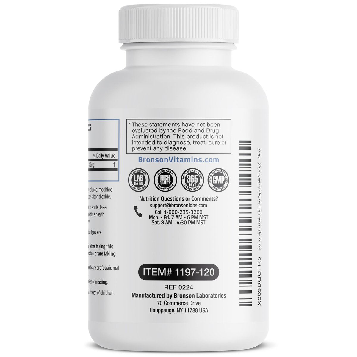Bronson Alpha-Liponsäure 600 mg – Freie Radikale Fänger, unterstützt die antioxidative Gesundheit – Non-GMO, 120 Kapseln (60 Portionen)