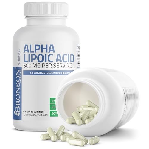Bronson Alpha-Liponsäure 600 mg – Freie Radikale Fänger, unterstützt die antioxidative Gesundheit – Non-GMO, 120 Kapseln (60 Portionen)